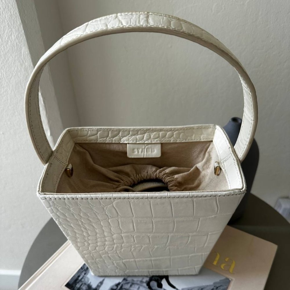 Staud White Square Bucket Bag With Removable Shoulder Strap - Picture 5 of 5